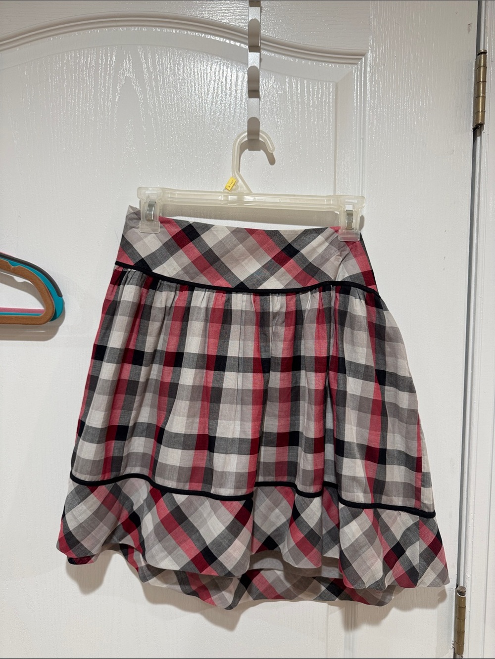 Girls Plaid Ruffle Skirt - Red, Black & White